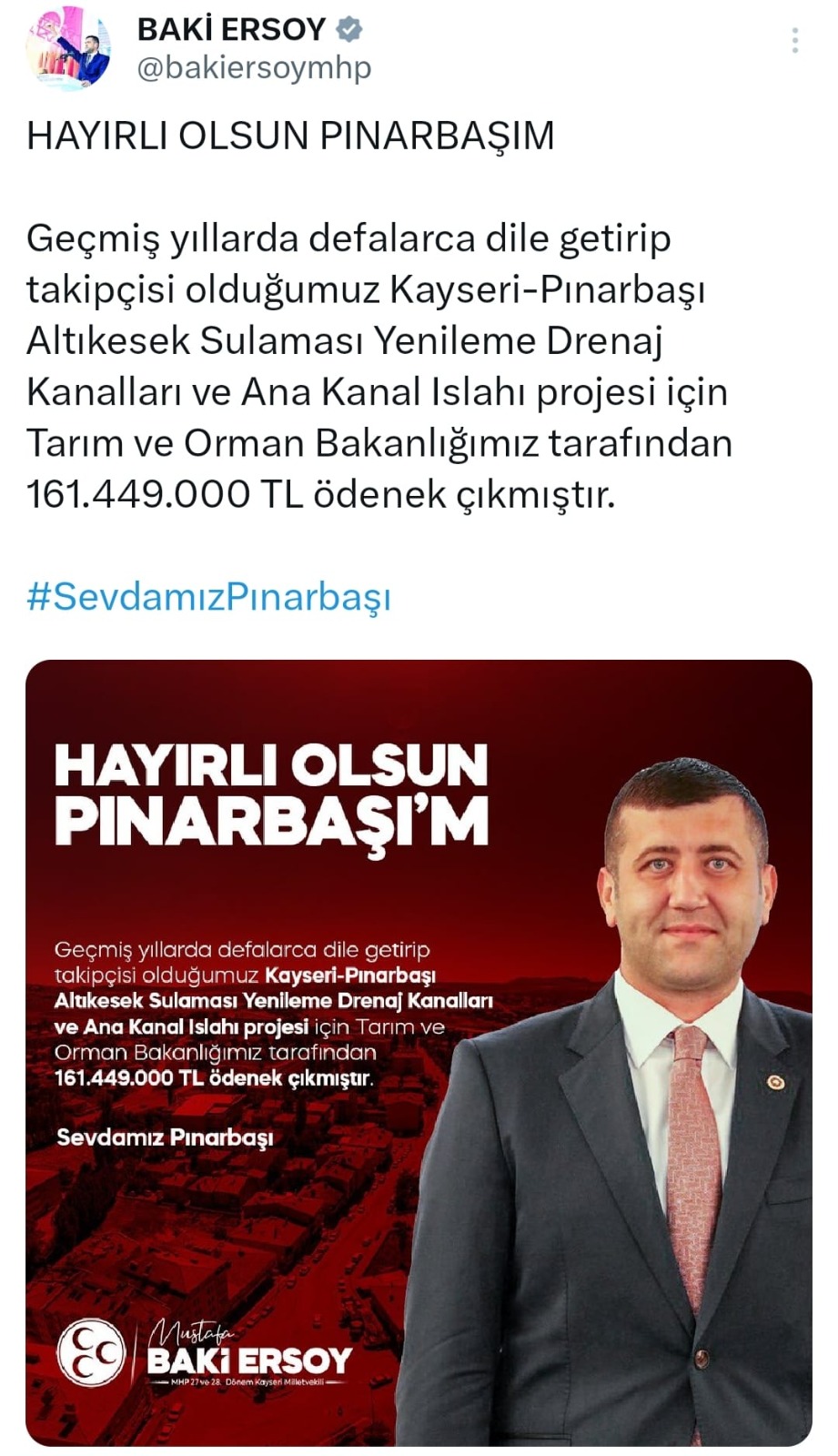 Bakanlıktan Altıselek Projesine 161 milyon 449 bin liralık ödenek